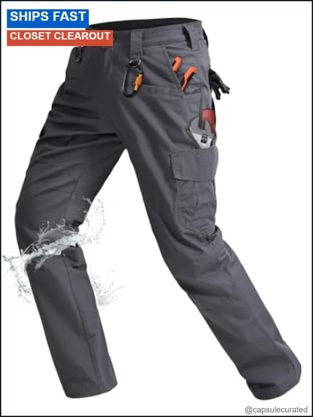 Men's Ripstop Cargo Pants 9 Pockets Tactical Hiking Work Pants
